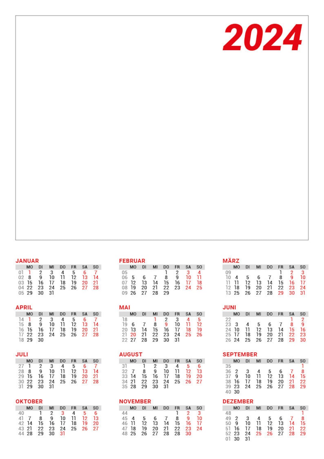German Public Holidays Calendar Template 2024 Indesign EPS PDF Etsy