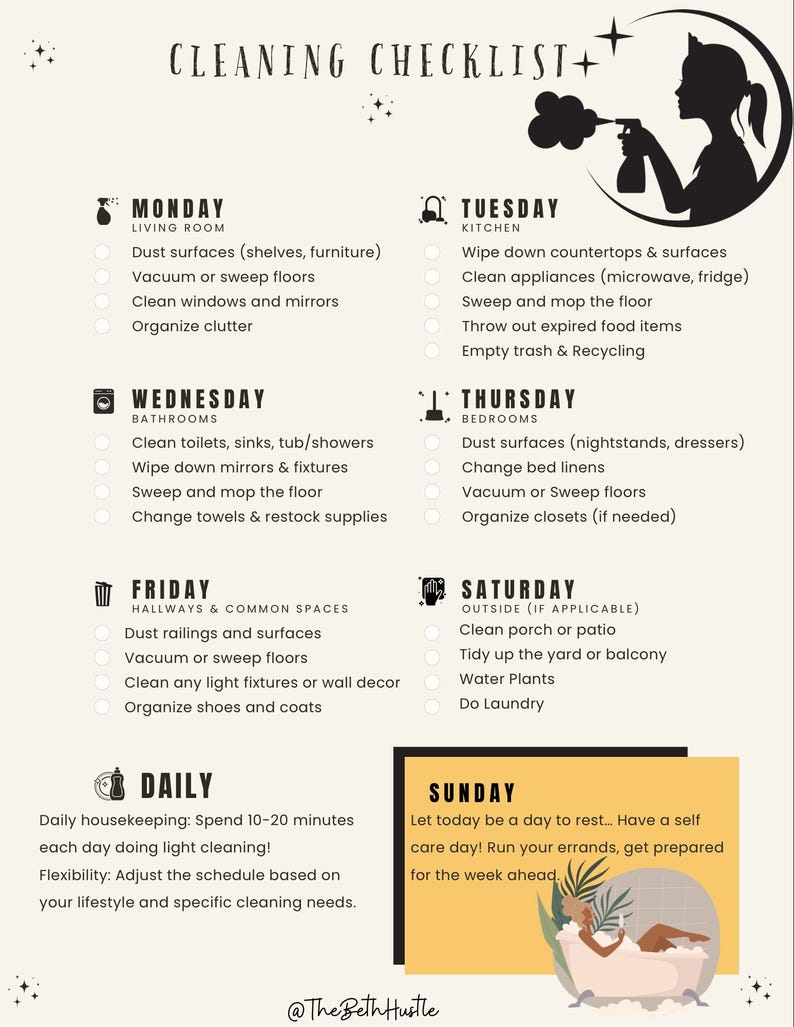 Cleaning Checklist - Etsy