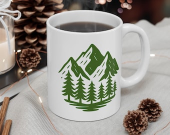 Pine Tree Mountain Kaffeetasse, rustikales Cabin Decor