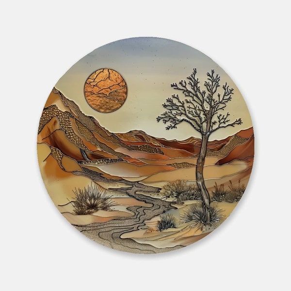 Desert Vistas Series : Artistic Cork Back Coaster - Sleek, Functional Home Accessory for Tea & Drinks, Lovely Wine Lover Gift