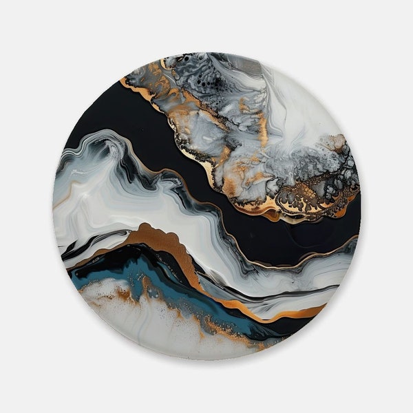 Marbled Elegance 2 : Artistic Cork Back Coaster - Sleek, Functional Home Accessory for Tea & Drinks, Lovely Wine Lover Gift