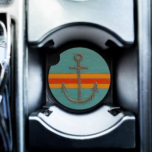 Ankerauto-onderzetter | Retro nautische speksteenbeker | Absorberende steen zeemanscadeau | Mariene kustdecoratie