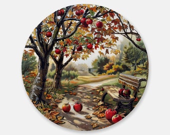 Apple Harvest Coaster : Artistic Cork Back Coaster - Sleek, Functional Home Accessory for Tea & Drinks, Lovely Wine Lover Gift