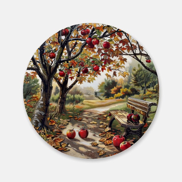 Apple Harvest Coaster : Artistic Cork Back Coaster - Sleek, Functional Home Accessory for Tea & Drinks, Lovely Wine Lover Gift