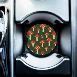 Mushroom Car Coaster | Red Toadstool Soapstone Cup Holder Insert | Cottagecore Boho Car Accessory | Cute Fungi Gift