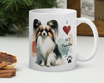 Papillon Mug | 11oz Unique Mug Coffee Mug Dog Gifts Mug Home Decor Ceramic Mug AI