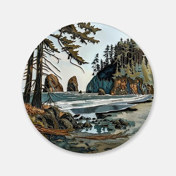 Northwest Serenity Series : Artistic Cork Back Coaster - Sleek, Functional Home Accessory for Tea & Drinks, Lovely Wine Lover Gift Northwest