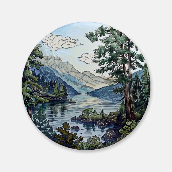 Northwest Serenity Series : Artistic Cork Back Coaster - Sleek, Functional Home Accessory for Tea & Drinks, Lovely Wine Lover Gift Northwest