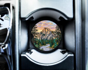 Yosemite Auto Untersetzer, Half Dome Sonnenuntergang, saugfähiger Speckstein