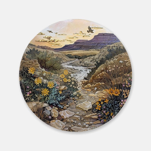 Desert Vistas Series : Artistic Cork Back Coaster - Sleek, Functional Home Accessory for Tea & Drinks, Lovely Wine Lover Gift