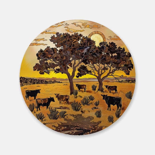 Desert Vistas Series : Artistic Cork Back Coaster - Sleek, Functional Home Accessory for Tea & Drinks, Lovely Wine Lover Gift