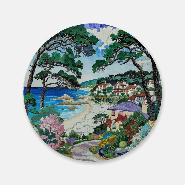 Coastal Charm : Artistic Cork Back Coaster - Sleek, Functional Home Accessory for Tea & Drinks, Lovely Wine Lover Gift