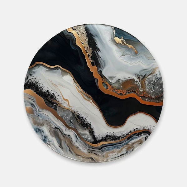 Marbled Elegance 3 : Artistic Cork Back Coaster - Sleek, Functional Home Accessory for Tea & Drinks, Lovely Wine Lover Gift