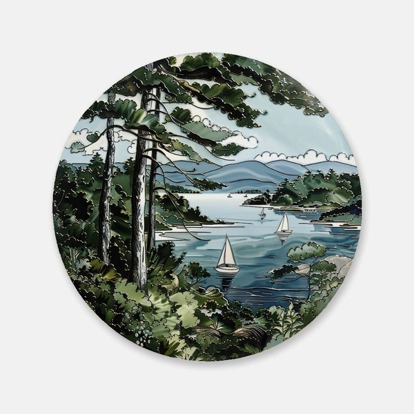 Northwest Serenity Series : Artistic Cork Back Coaster - Sleek, Functional Home Accessory for Tea & Drinks, Lovely Wine Lover Gift Northwest