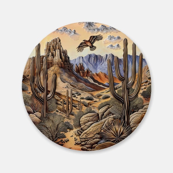 Desert Vistas Series : Artistic Cork Back Coaster - Sleek, Functional Home Accessory for Tea & Drinks, Lovely Wine Lover Gift