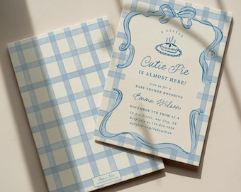 Pie Baby Shower Invitation Template Personalized A Little Cutie Pie is on the Way Invite Digital Download, 0118
