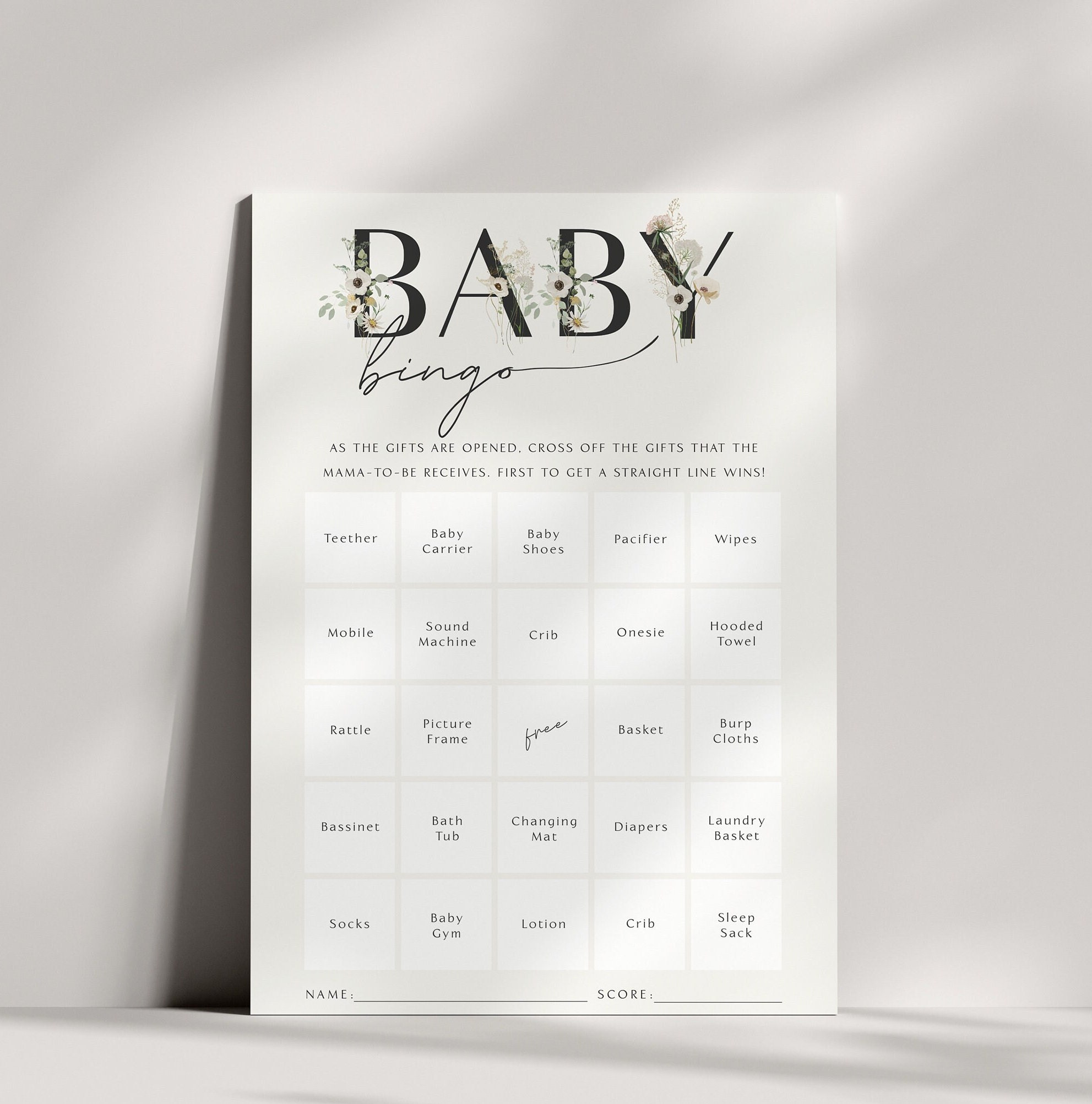 Baby Shower Games, Baby Bingo Shower Game, Baby in Bloom Shower, Baby ...