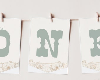 Banner Flag Sign Western Bunting Sign Wild West 1st Rodeo Retro Western Cowboy Editable Sign Card Template Printable Signs Download, 0033