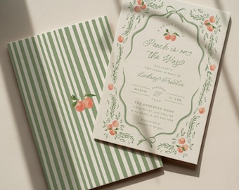 Peach Baby Shower Invitation Personalized Little Peach is on the Way Invite Editable Template Digital Download, 0130