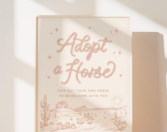 Adopt a Horse Sign Pony Adoption Sign Wild West Ain't My First Rodeo Retro Western Cowgirl Editable Sign Template Printable Download, 0065