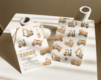 Diggin It Construction Invitation Construction Birthday Invite Trucks Party Download Dump Everything Printable Invitation Template, 0048