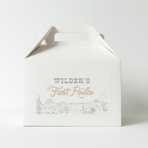 First Rodeo Gable Box Label Western Birthday Wild West 1st Rodeo Retro Western Cowboy Editable Favor Tag Template Printable Download, 0033