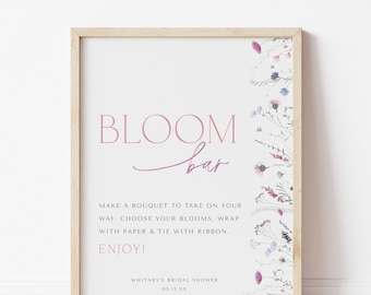 Flower Bar Sign, Bloom Bar Sign, Bridal Shower Editable Sign, Love in Bloom, Baby in Bloom, Boho Shower Table Sign, Printable Template, 0022