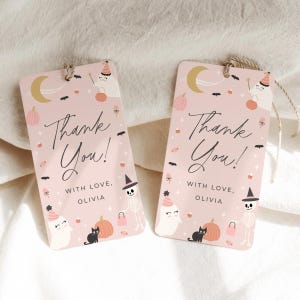 Editable Halloween Tag Thank You Favor Tag Spooky One First Birthday Two Spooky Party Favors Label Template Download Printable, 0058
