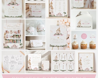 Princess Birthday Party Bundle Princess Party Package Any Age Fairy Tale Birthday Party Magical Castle 1st Birthday Printable Template, 0028