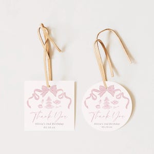 Teeparty Tag Vorlage Rosa Bogen Teeparty Food Tag Etikett Bearbeitbar Hand Gezeichnet Rosa Par-Tea Tag Kokette Tee für Zwei Digitaler Download, 0078
