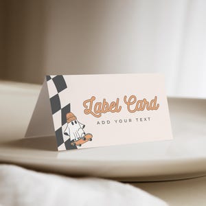 Cartão de barraca de comida de Halloween editável, etiqueta de comida assustadora, modelo de cartão de nome de festa de aniversário de Halloween assustador, para download, para impressão, 0054