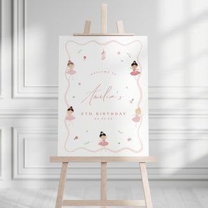 Ballerina Birthday Welcome Sign Template, Ballerina Birthday Party Sign, Birthday Welcome Poster, Printable Birthday Sign Template, 0011