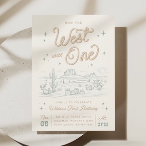 How the West was One Invitation Cowboy Birthday Invite Boy Wild West 1st Rodeo Retro Western Editable Template Printable Download, 0027
