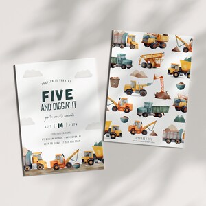 Construction Trucks Birthday Invitation Diggin It Construction Invite Construction Printable Invitation Template Dump Everything Party, 0005 image 2