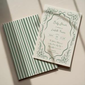 Green Baby Shower Invitation Chinoiserie Hand Drawn Baby Shower Template Editable Green Floral Invite Printable Digital Download, 0107