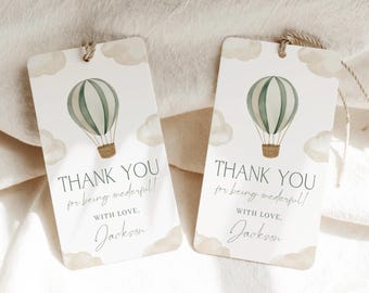 Hot Air Balloon Favor Tag Gift Tag Goodie Bag Label ONEderful World Birthday Party Label Isn't He ONEderful Tag, 0049