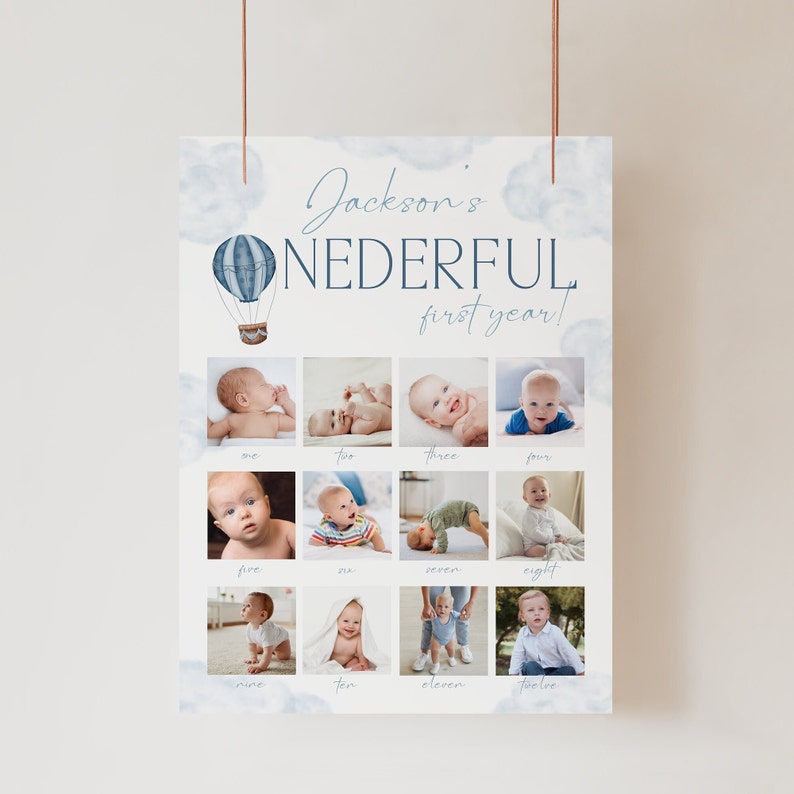 ONEderful World Birthday Milestone Sign, ONEderful First Birthday Party, 1st Birthday Milestone Board, DIY Party, Printable Template, 0002 image 10