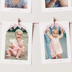 Schleife Foto Banner Zeichen Rosa Schleife Erster Geburtstag Meilenstein Bild Zeichen Bearbeitbar Rosa Schleife 1. Geburtstag Monatliche Fotovorlage Druckbar, 0078