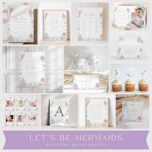 Mermaid Birthday Party Bundle Under the Sea Decorations Bundle Mermaid Party Package DIY Mermaid Printable Party Supplies Template, 0003