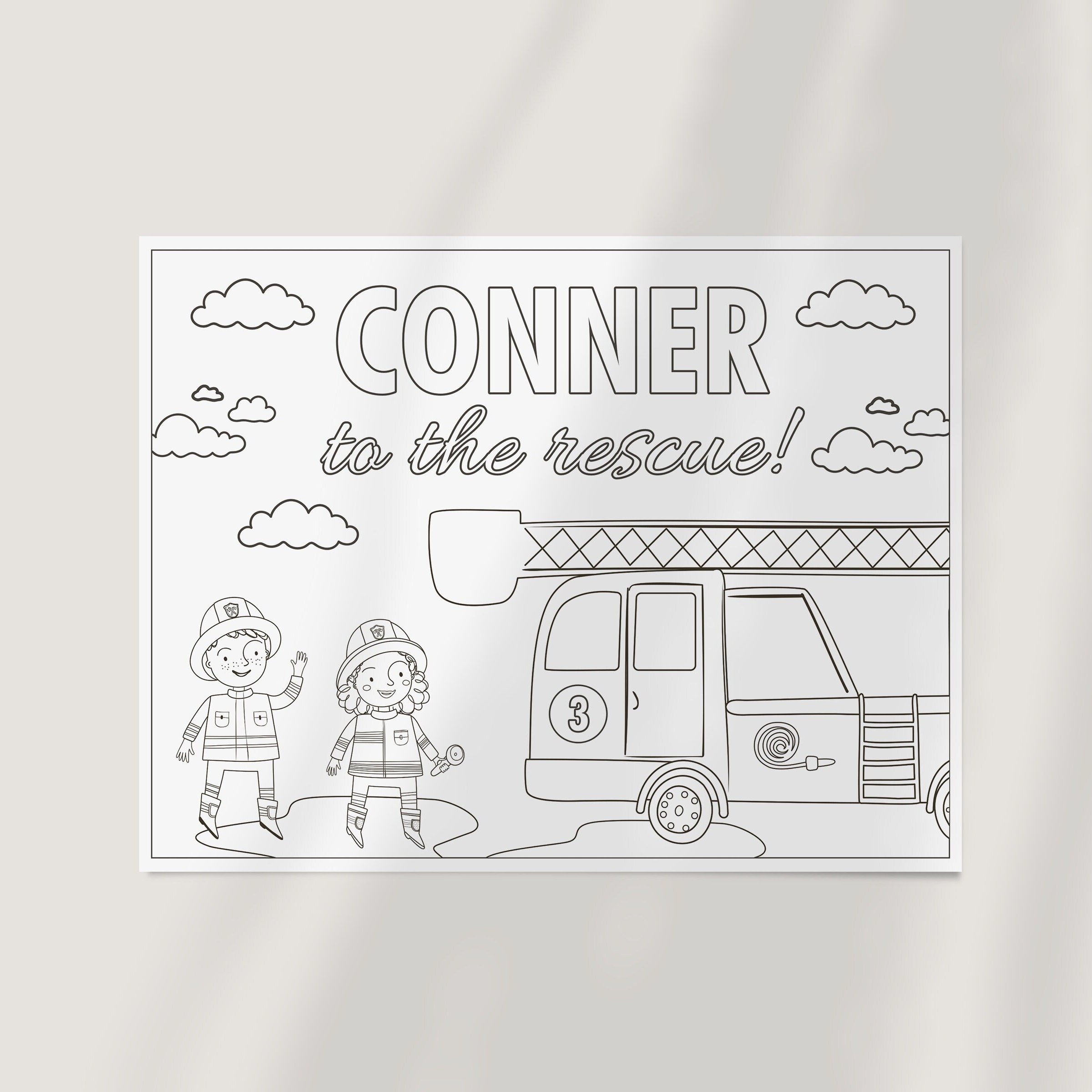 Birthday Coloring Pages Activity Firetruck Birthday Party Coloring Page ...