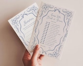 Bridal Shower Games Template Blue Floral Bridal Shower Advice Wishes Card Blue Toile Hand Drawn Chinoiserie Editable Digital Download, 0103