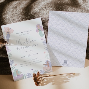 Mermaid Birthday Invitation, Under the Sea Invite, Modern Mermaid Invitation, Boho Mermaid, Under the Sea Birthday Invite Template, 0003