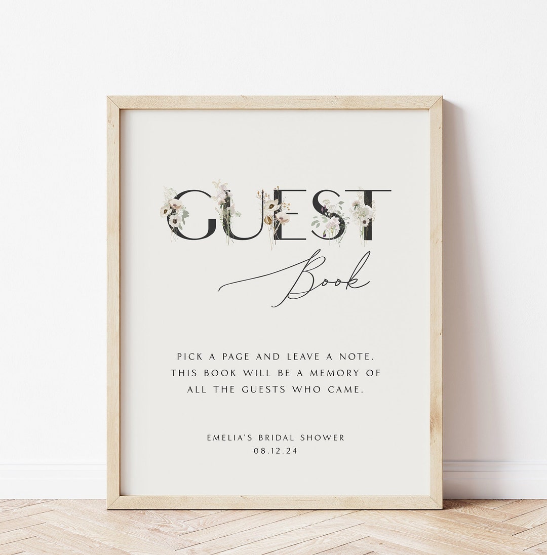 Guestbook Sign Guest Book Table Sign Baby in Bloom Shower Minimalist ...