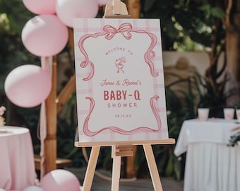 Bbq Baby Shower Welcome Sign Personalized Couples Shower Poster Board Template Download, 0086