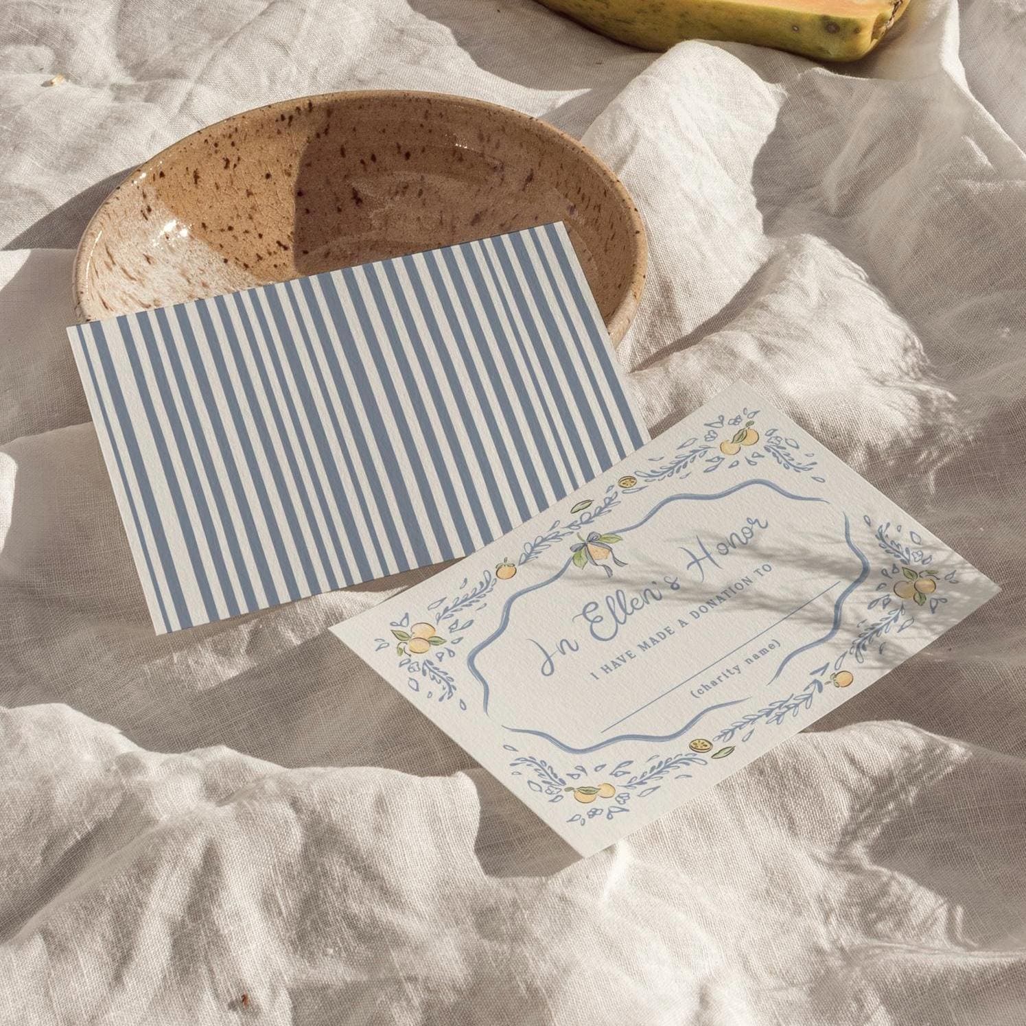 Donation Inset Donation Card Template Lemon Shower Invitation Insert Card Blue Bridal ...