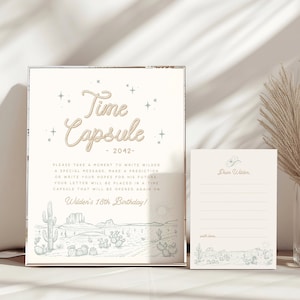 Sinal e carta da cápsula do tempo ocidental Wild West Time Capsule 1º Rodeio Retro Cowboy Modelo editável para festa para impressão Download instantâneo, 0033