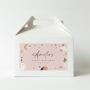 Editable Halloween Gable Box Favor Tag Spooky One First Birthday Two Spooky Party Favors Label Template Download Printable, 0058