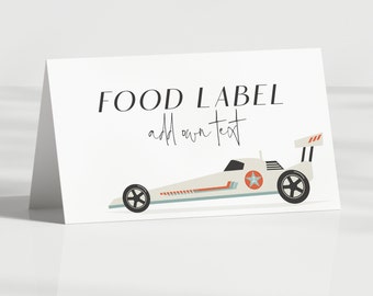Editable Race Car Food Tent Card Two Fast Birthday Food Label Template Printable Boy Car Party Fast One Tent Food Tags Place Card Table 0004