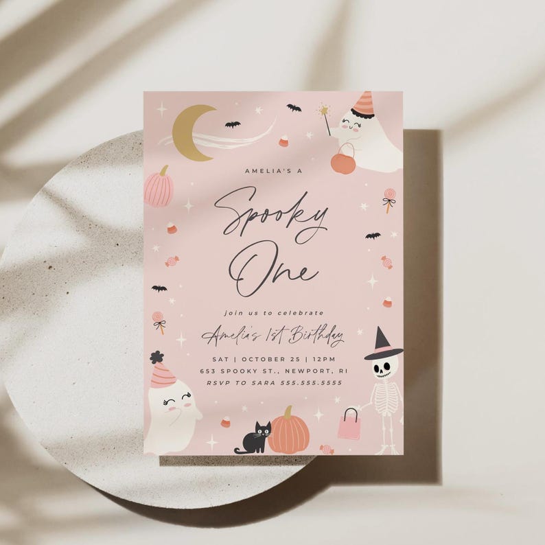 Editable Halloween Gable Box Favor Tag Spooky One First Birthday Two