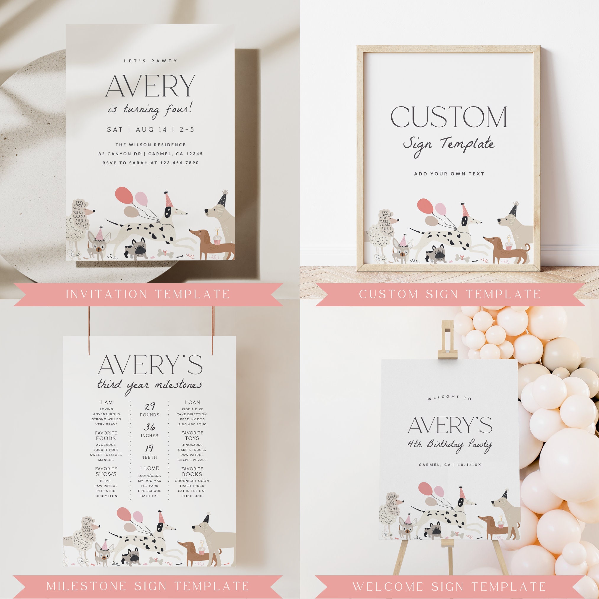 Dog Birthday Party Bundle Puppy Pawty Bundle Dog Party Package DIY ...